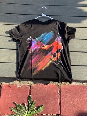 Armani Exchange Black Tee with Multicolor Eagle Graphic
